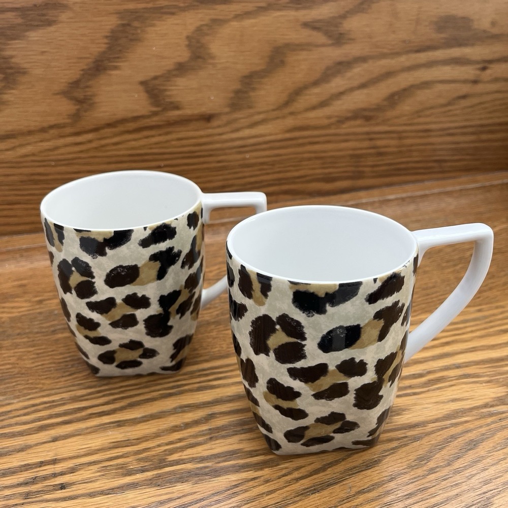 Set of 2 Coffee Mugs 222 Fifth Leopard Print